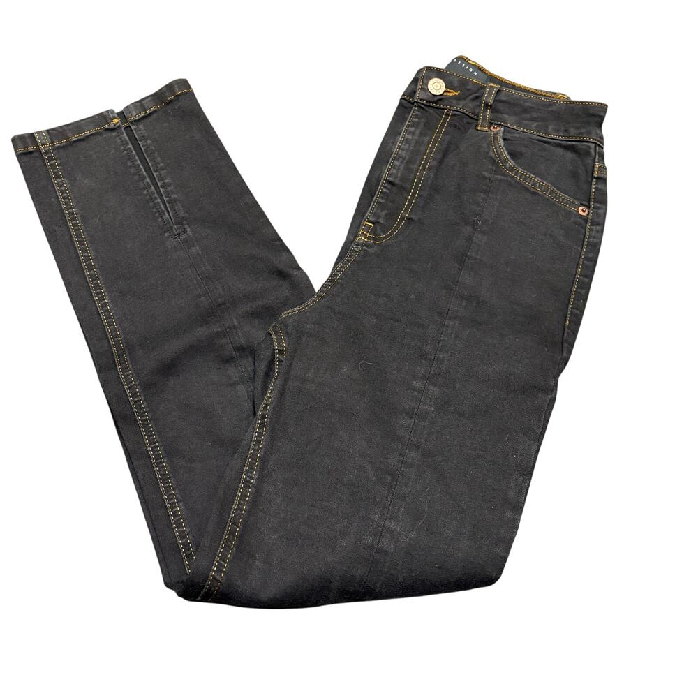 ASOS Design Dark Wash Black Split Hem Straight Leg Jeans SZ 28/32 High Rise